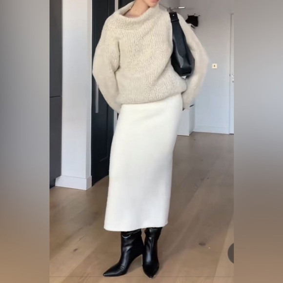 ALIS Vintage Iceland 100% Wool Maxi Skirt Cream Black Women's Size Medium - Picture 13 of 13